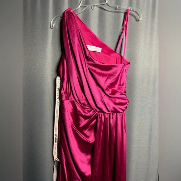 Mac Duggal Fuchsia One-Shoulder Maxi Dress - Picture 6 of 8
